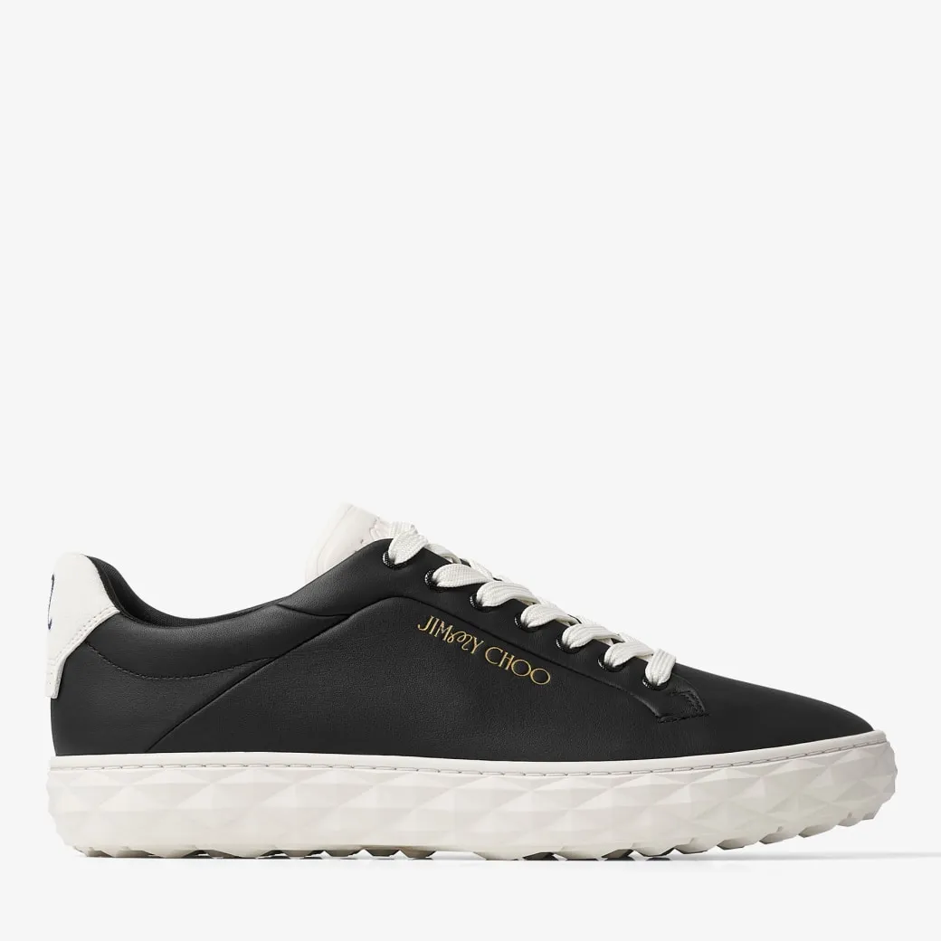 Jimmy Choo / Malbon Diamond Golf/M Black and Latte Embossed Leather Trainers