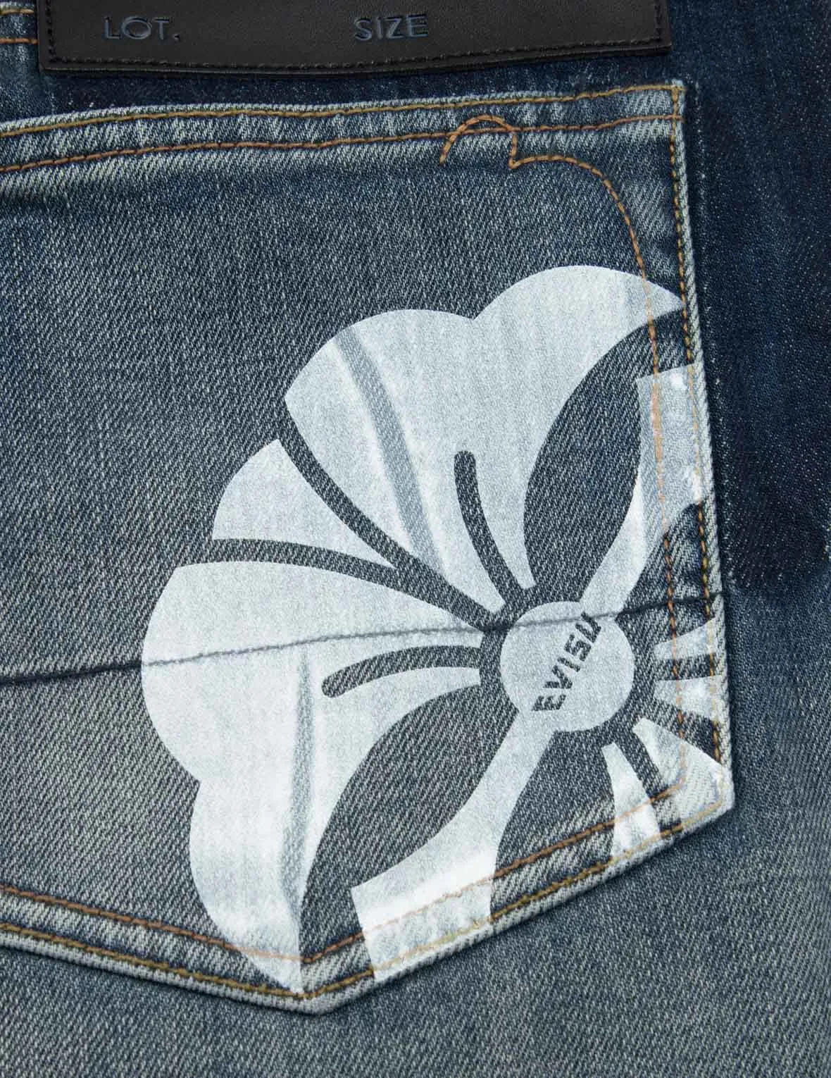 Kamon Print Carrot Fit Denim Jeans #2017