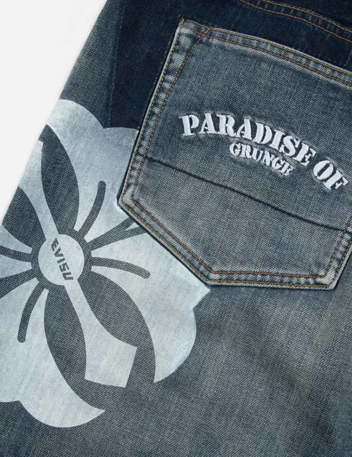 Kamon Print Carrot Fit Denim Jeans #2017