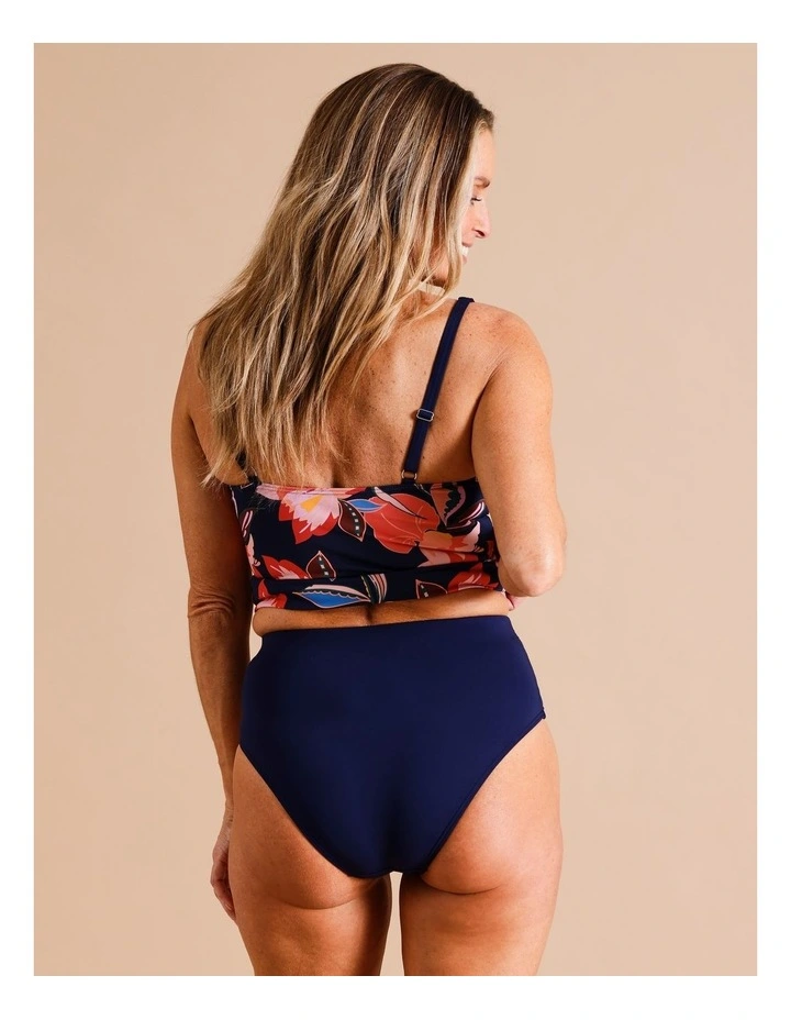 Katie Ruched Bikini Bottom in Navy