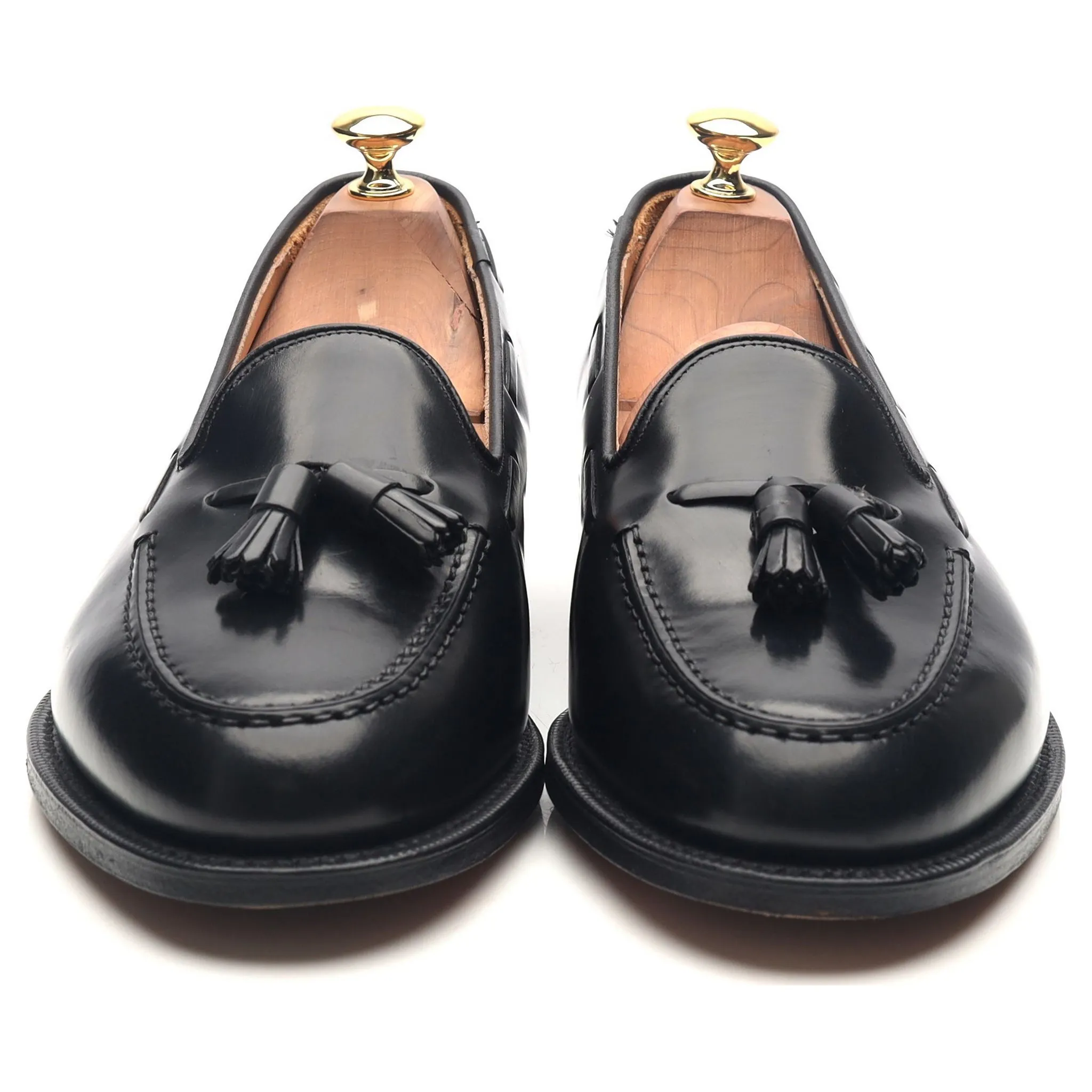 'Keats II' Black Leather Tassel Loafers UK 9 G