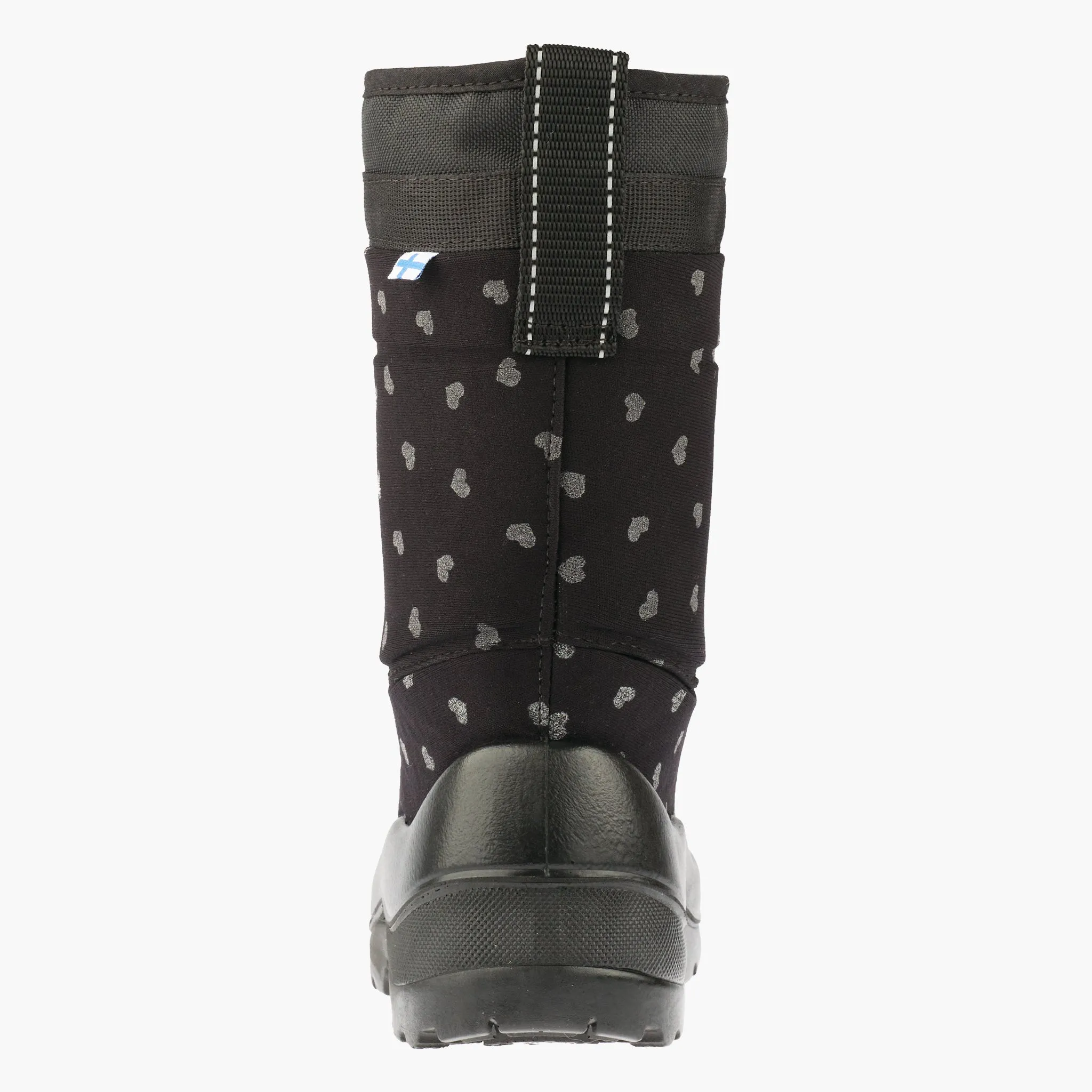 Kids winter boots Lumilukko, Black Cute reflective