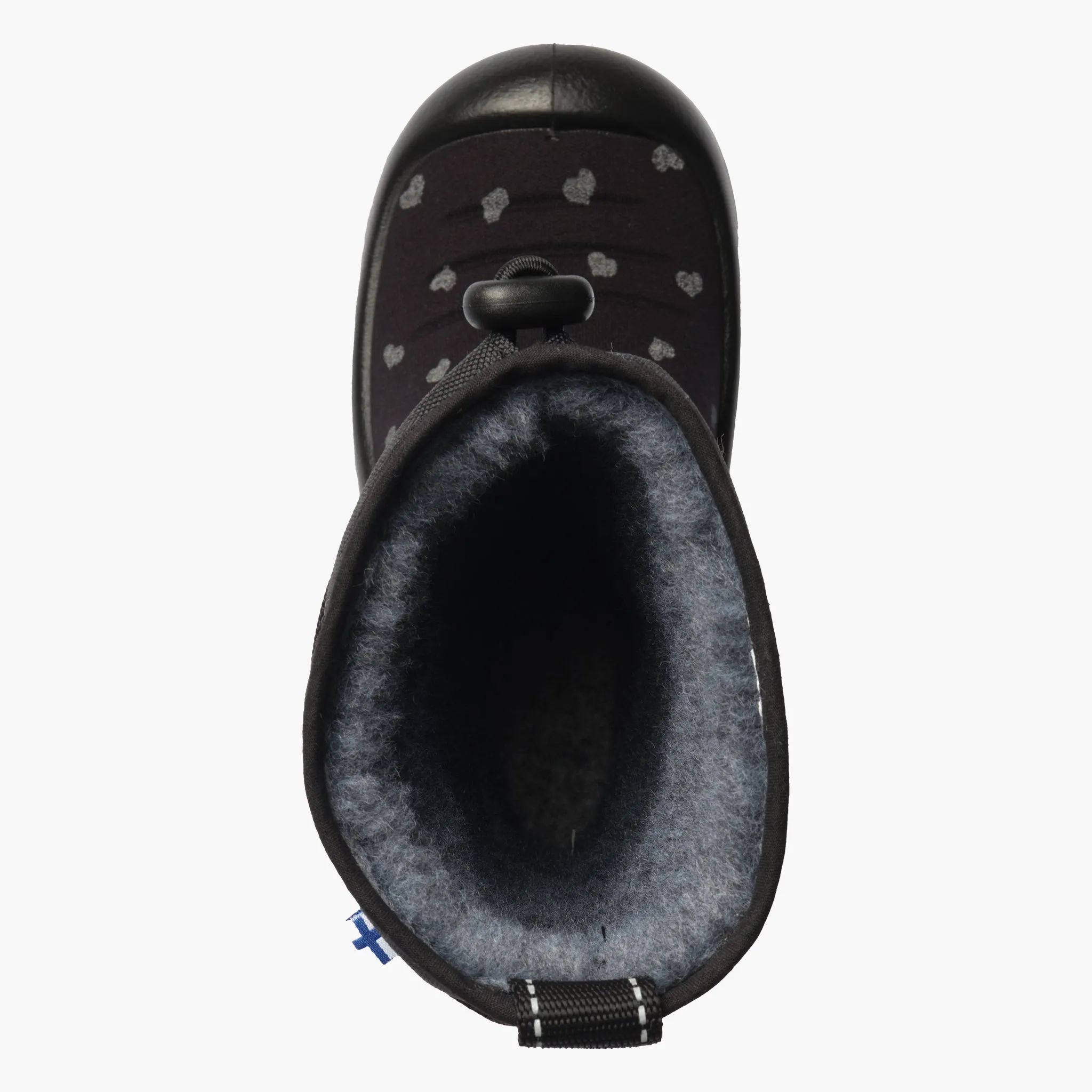 Kids winter boots Lumilukko, Black Cute reflective