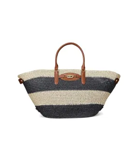 LAUREN Ralph Lauren Striped Straw Medium Daphney Tote Bag