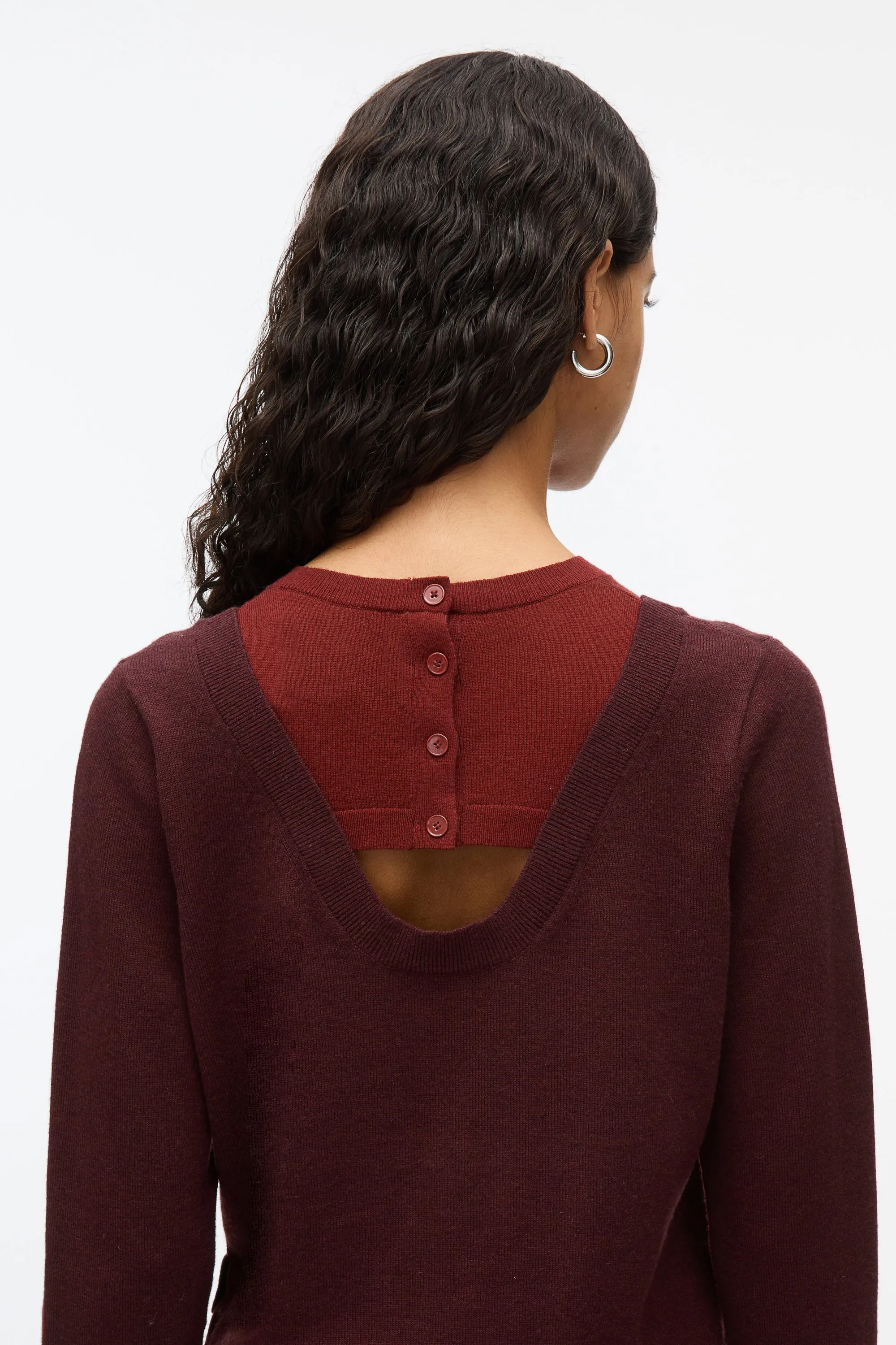 Layered Knit Pullover with Keyhole