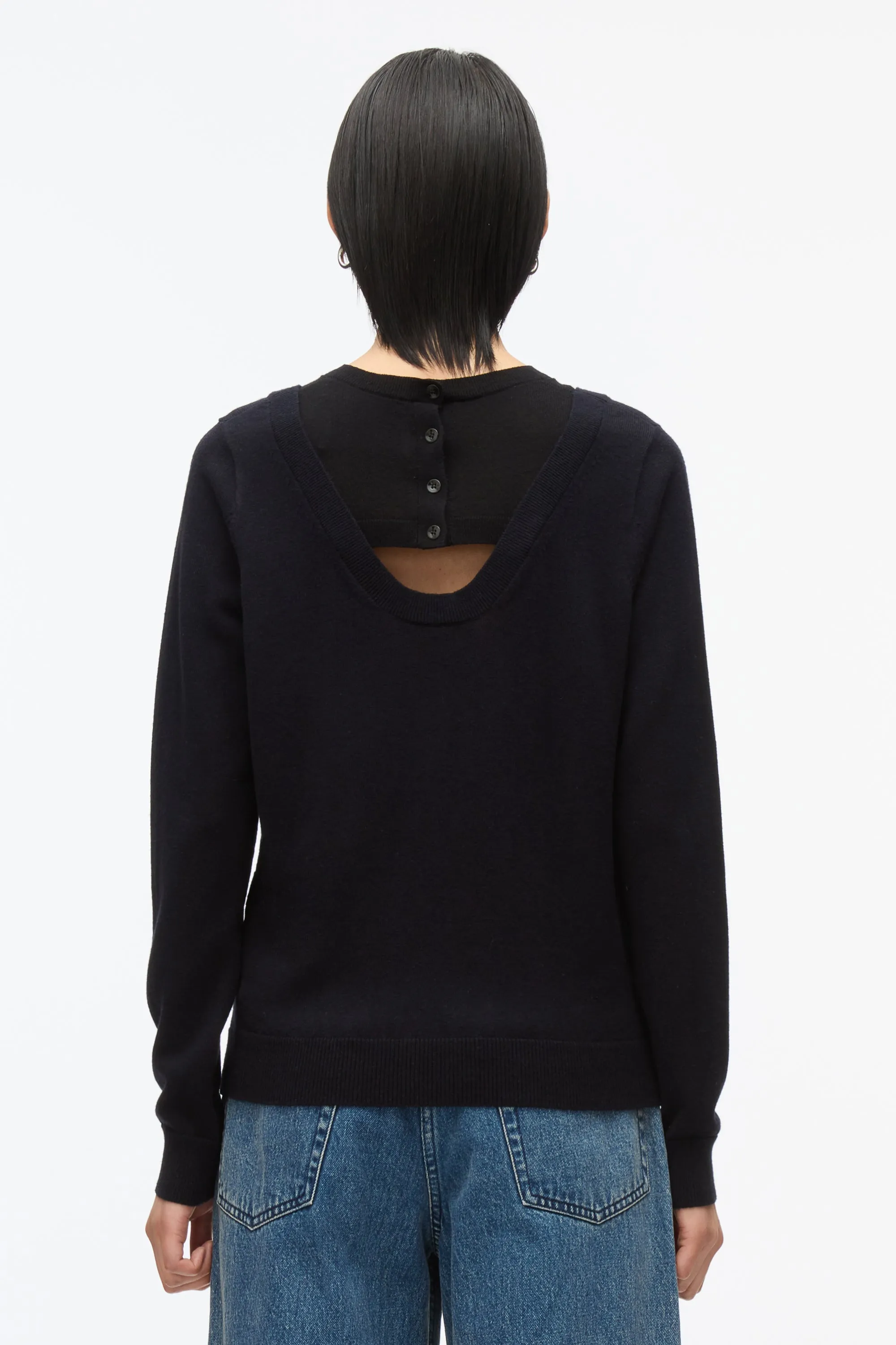 Layered Knit Pullover with Keyhole