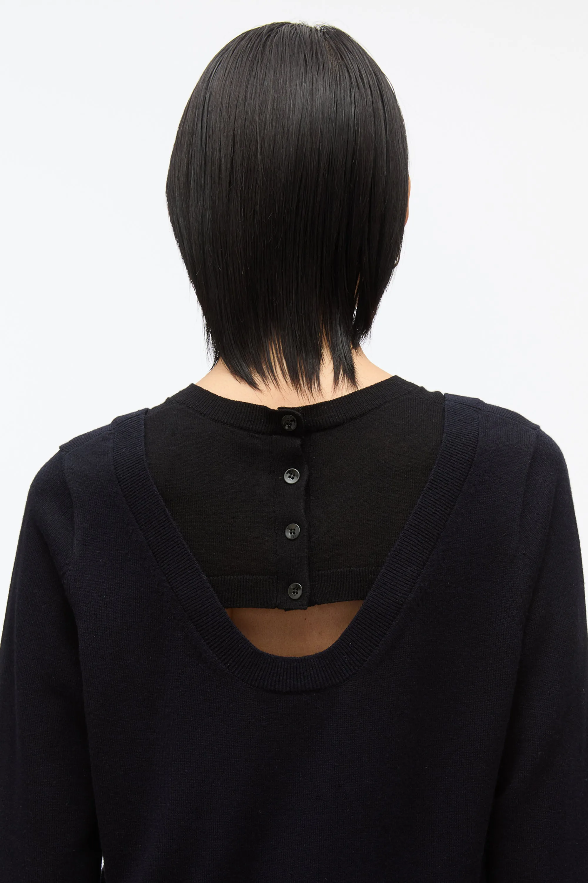 Layered Knit Pullover with Keyhole