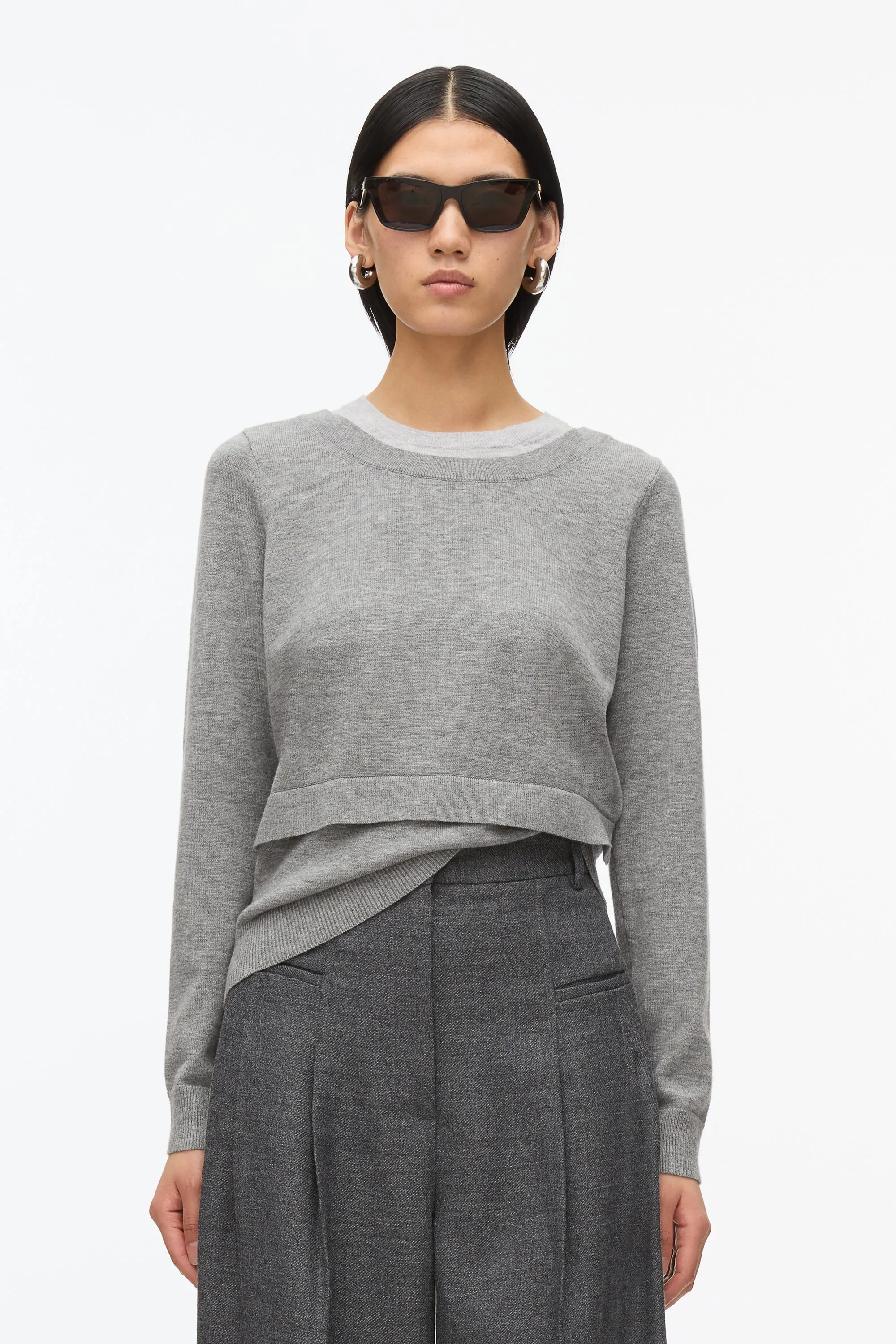 Layered Knit Pullover with Keyhole