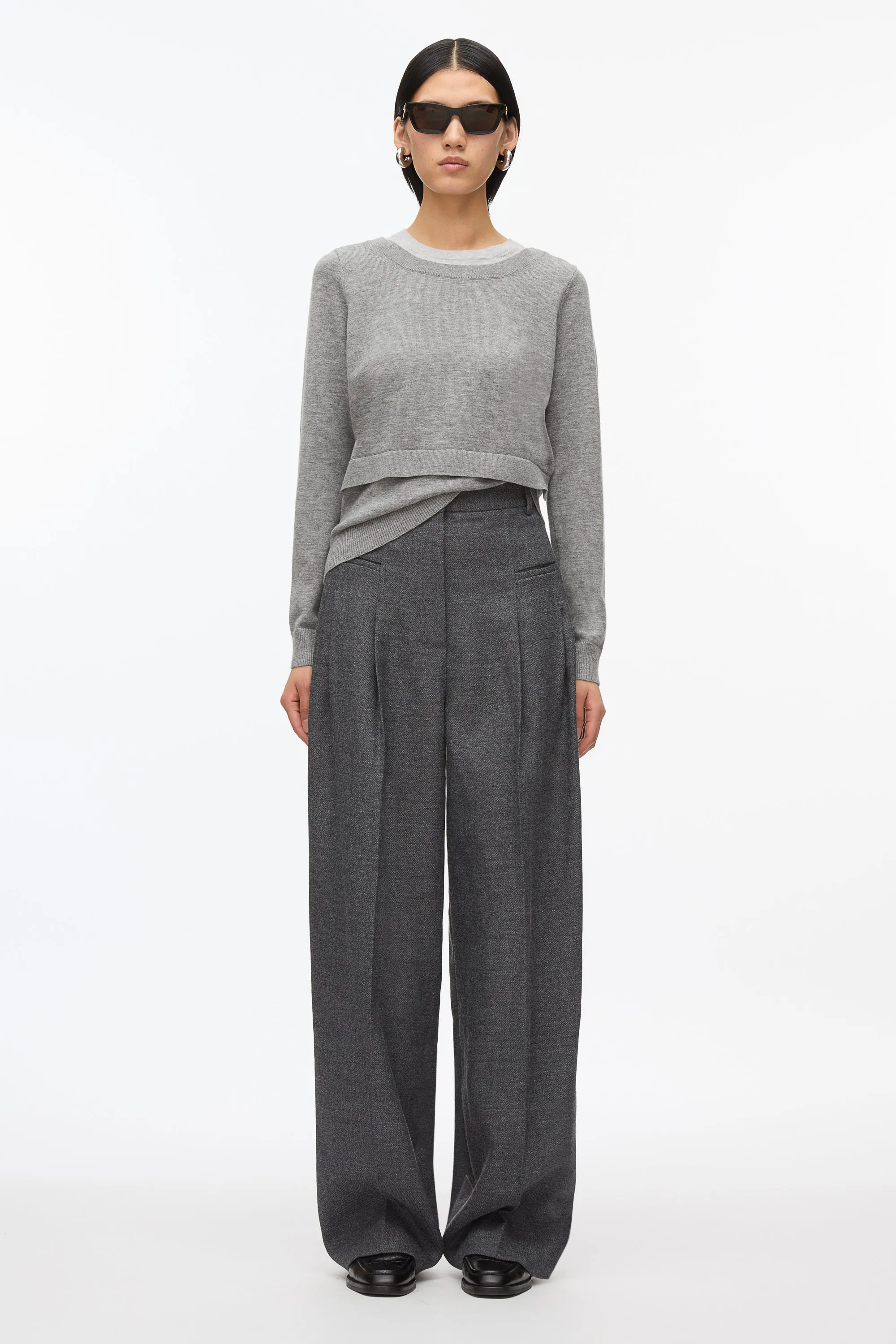 Layered Knit Pullover with Keyhole