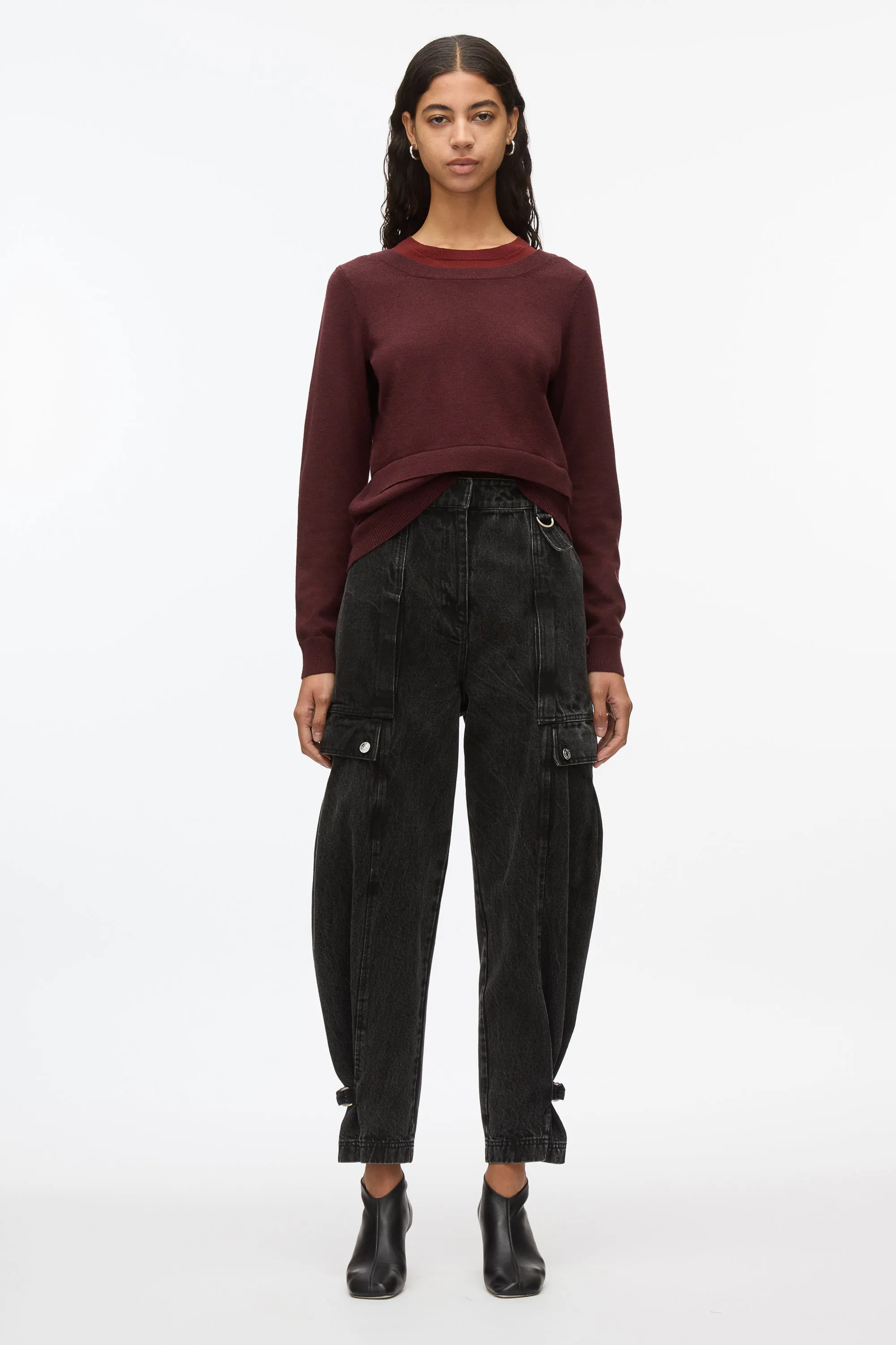 Layered Knit Pullover with Keyhole