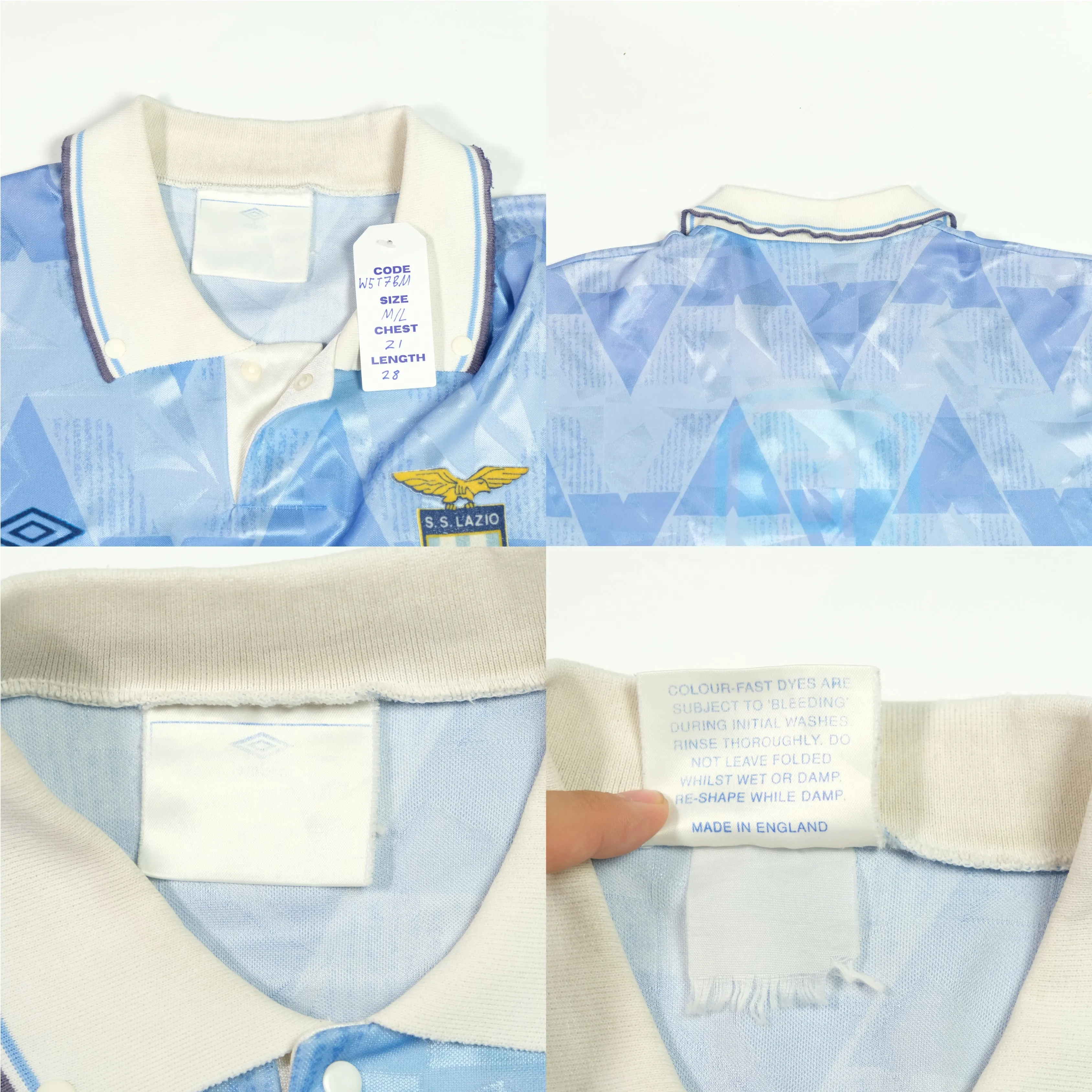 Lazio Italy Original 1989/1991 Umbro Home Football Shirt Medium/Large