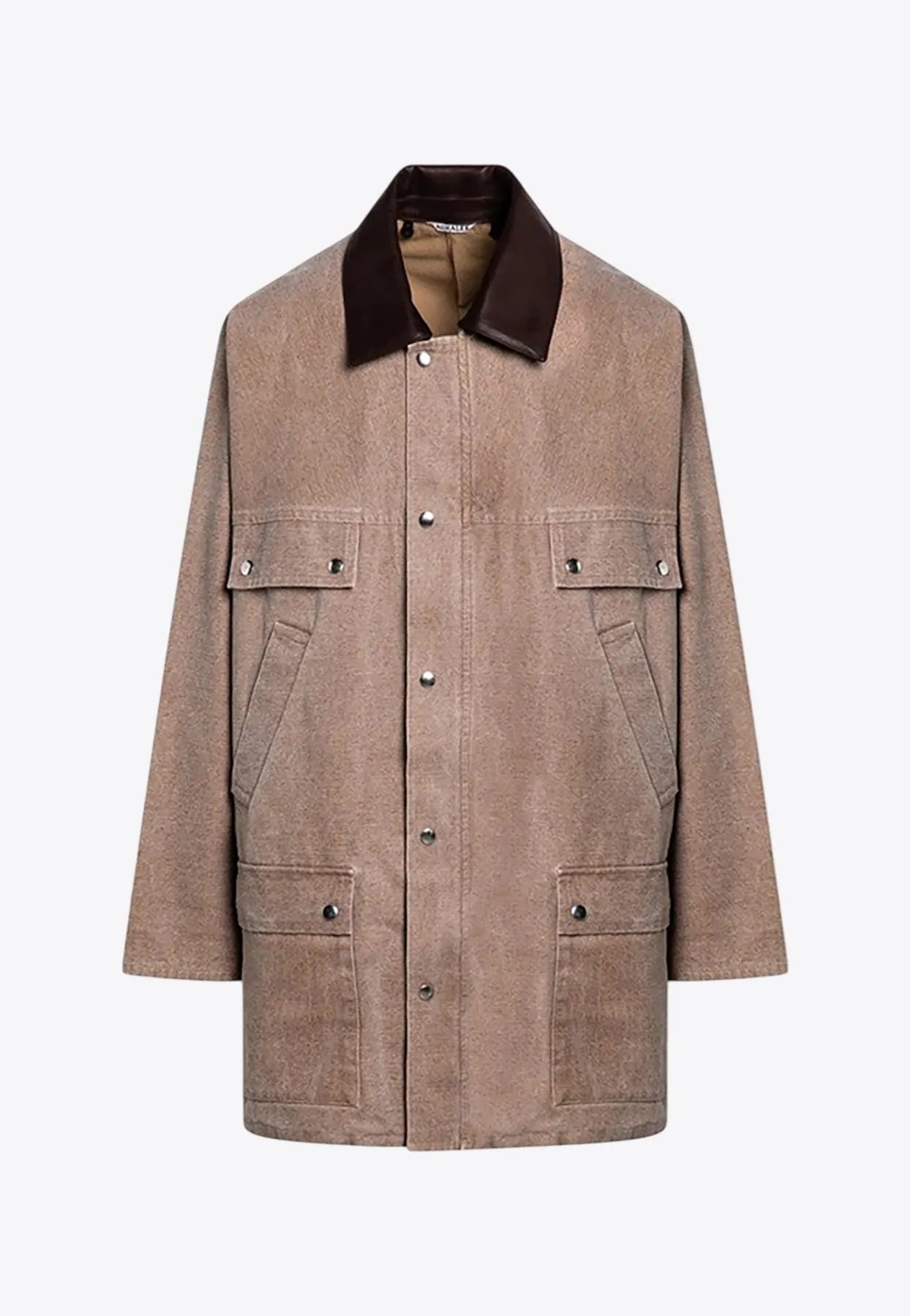 Leather-Collared Canvas Jacket