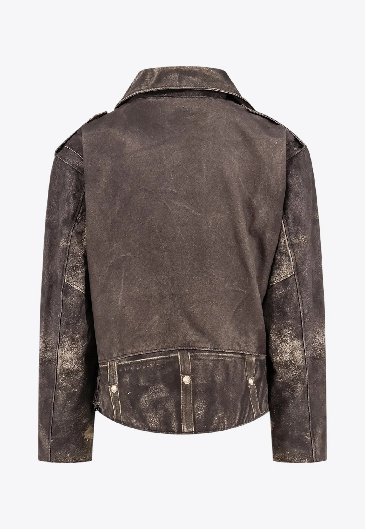 Leather-Effect Print Biker Jacket