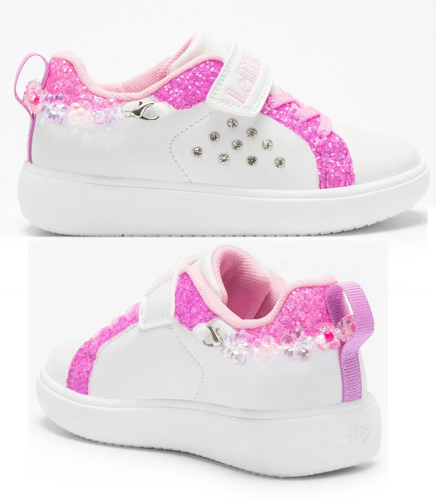 LELLI KELLY LK 3910 GIOIELLO BIFU BRACELET TRAINERS WHITE FUXIA GLITTER