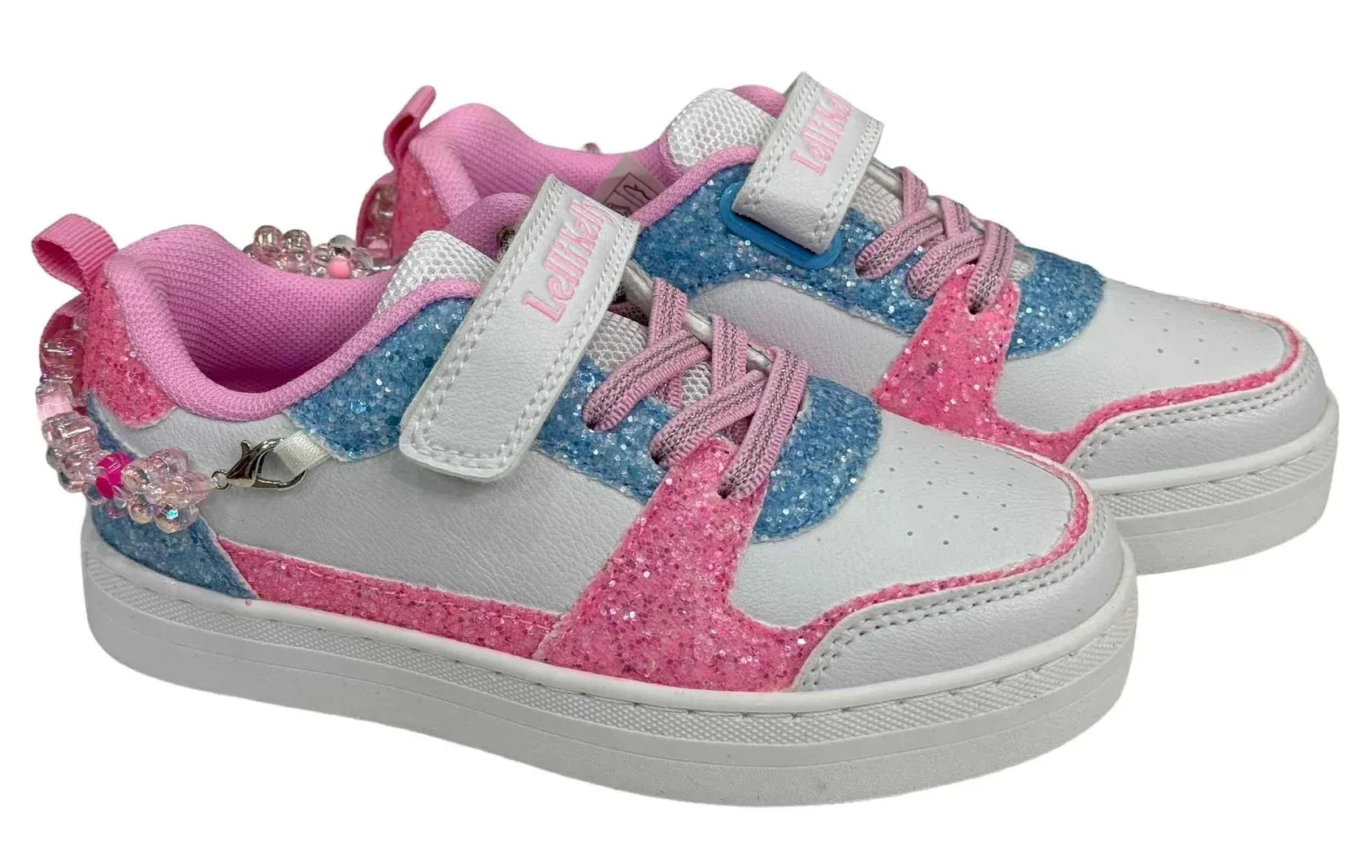 LELLI KELLY LK 4010 GIOIELLO BIRO WHITE ROSA MULTI GLITTER TRAINERS