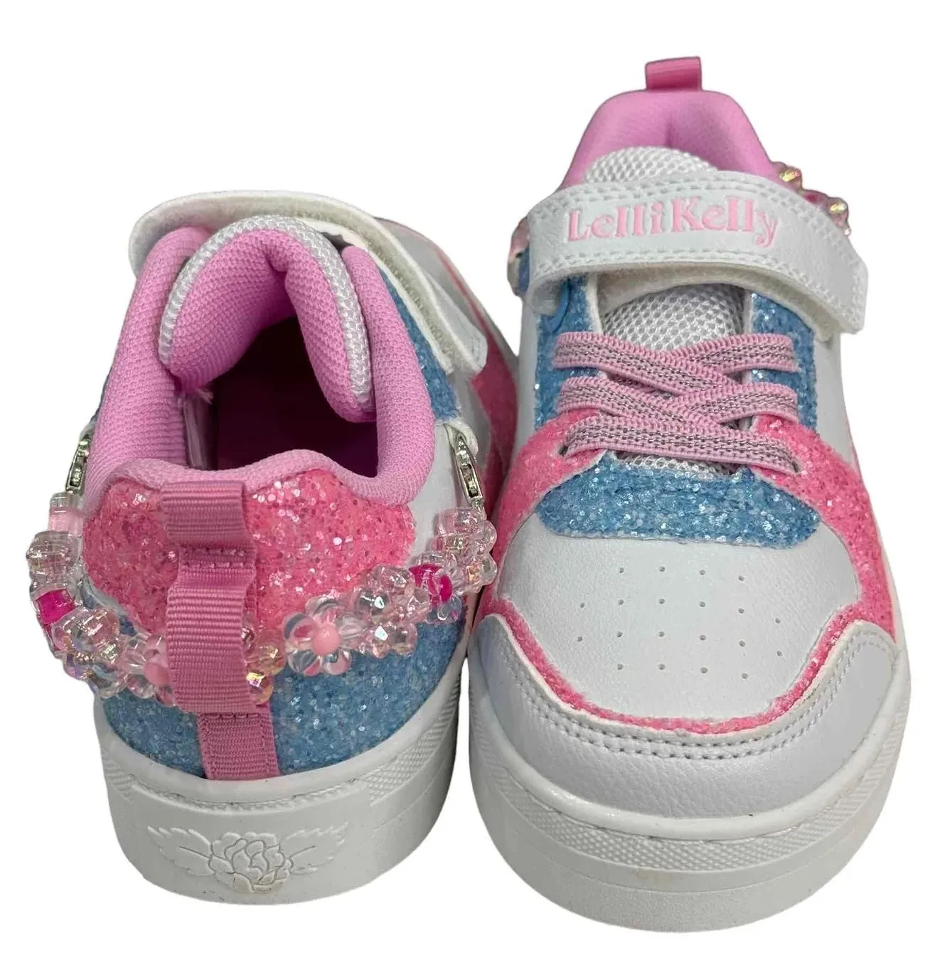 LELLI KELLY LK 4010 GIOIELLO BIRO WHITE ROSA MULTI GLITTER TRAINERS