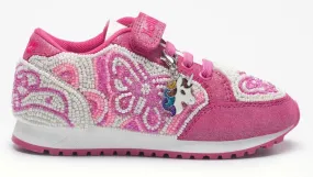 LELLI KELLY LK 4810 SNEAKERISSIMA TRAINERS FUXIA GLITTER SPECIAL EDITION