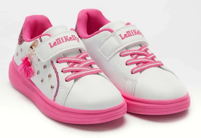 Lelli Kelly LK 4826 Mille Stelle Tutu White Fuxia Ballerina Trainers with interchangeable tutus