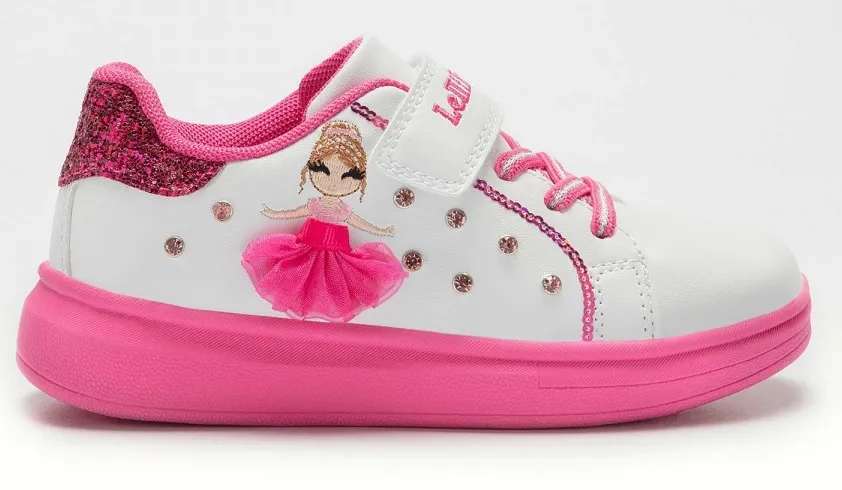 Lelli Kelly LK 4826 Mille Stelle Tutu White Fuxia Ballerina Trainers with interchangeable tutus