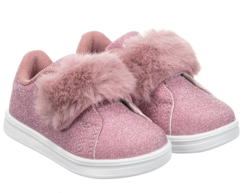 Lelli Kelly LK 6808 Poppy Fur Strap Rosa Glitter Trainers