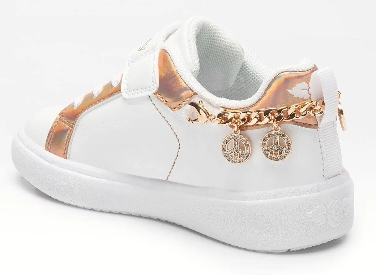 Lelli Kelly LK3410 Gioiello Removable Bracelet Charm Trainers White Gold Rosa