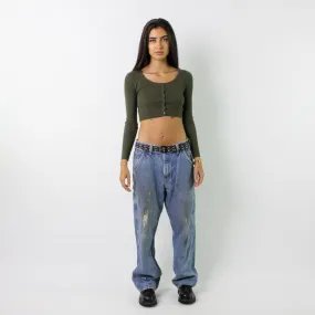 Light Blue Denim 90s Carhartt Cargo Skater Trousers Pants Jeans (32x30)