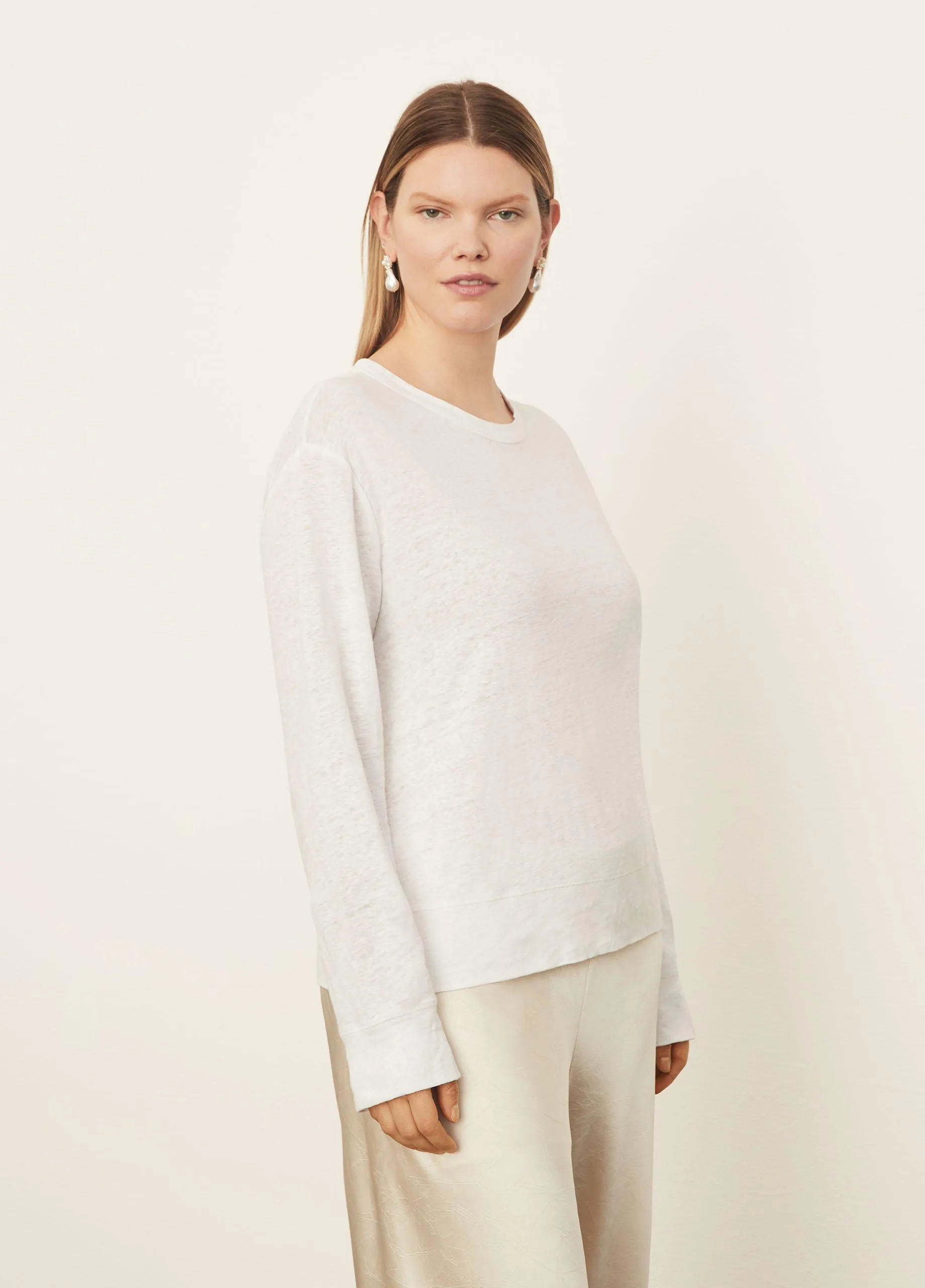 Linen Long Sleeve Pullover T-Shirt