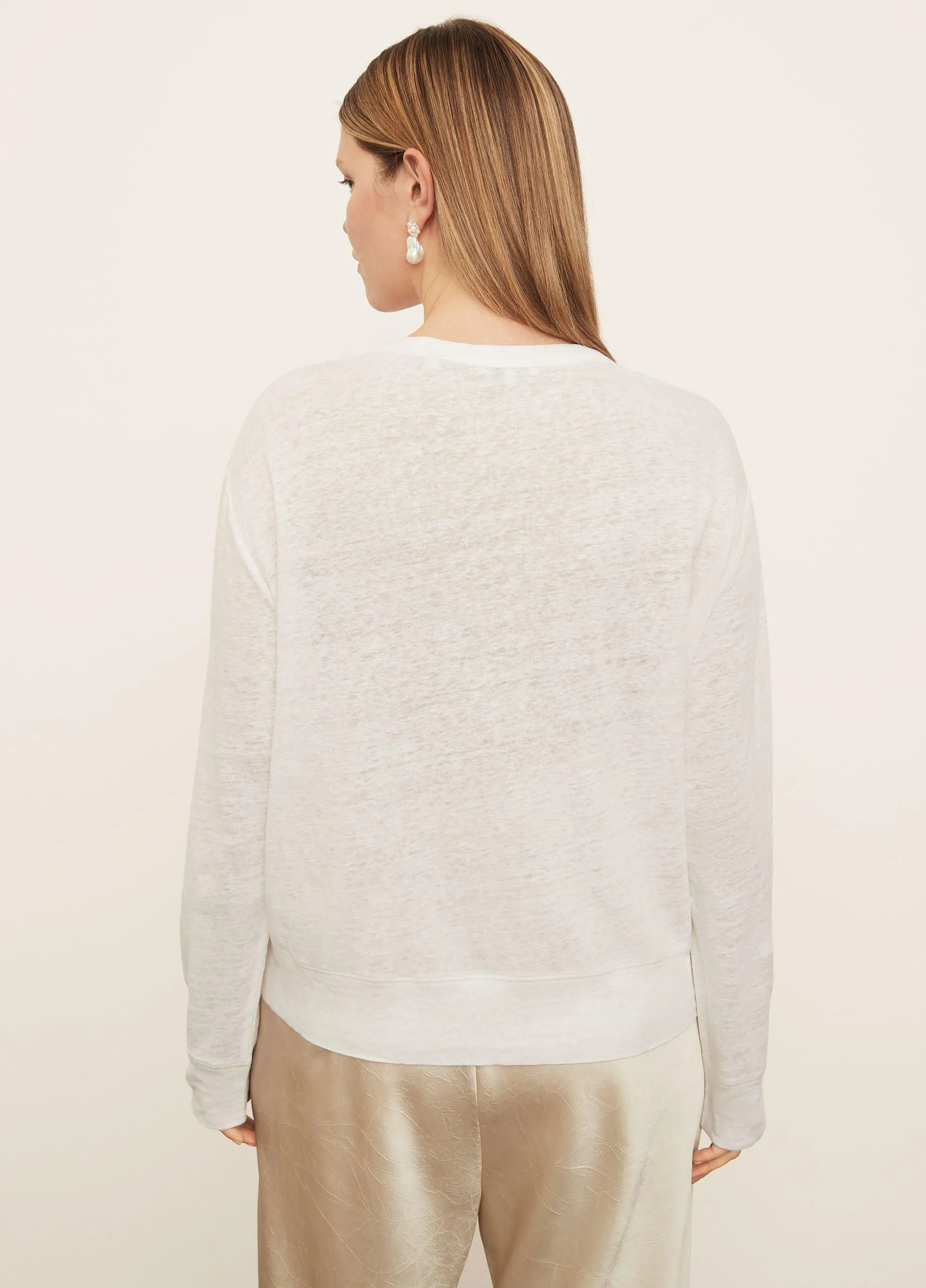 Linen Long Sleeve Pullover T-Shirt