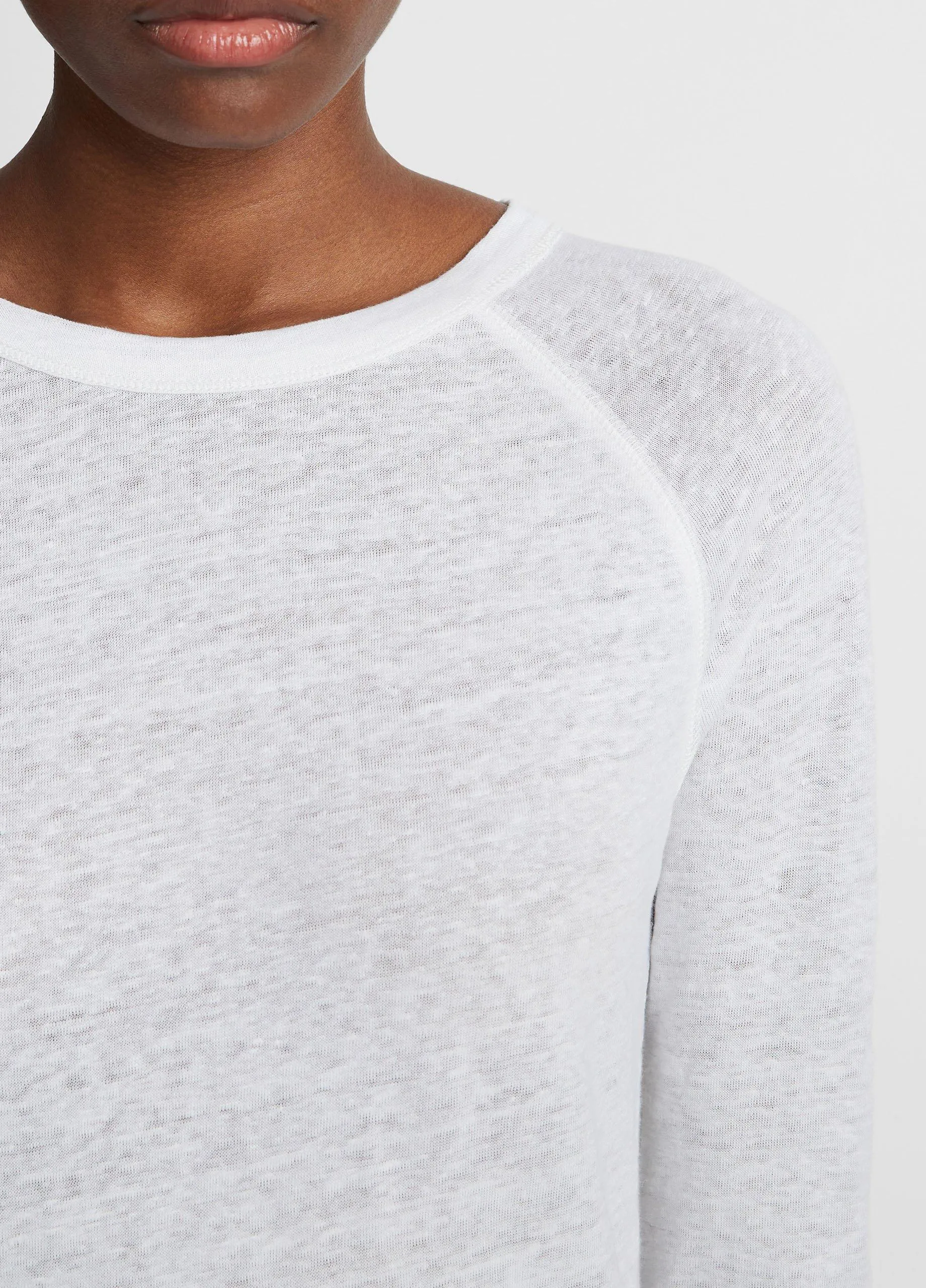 Linen Raglan-Sleeve Pullover