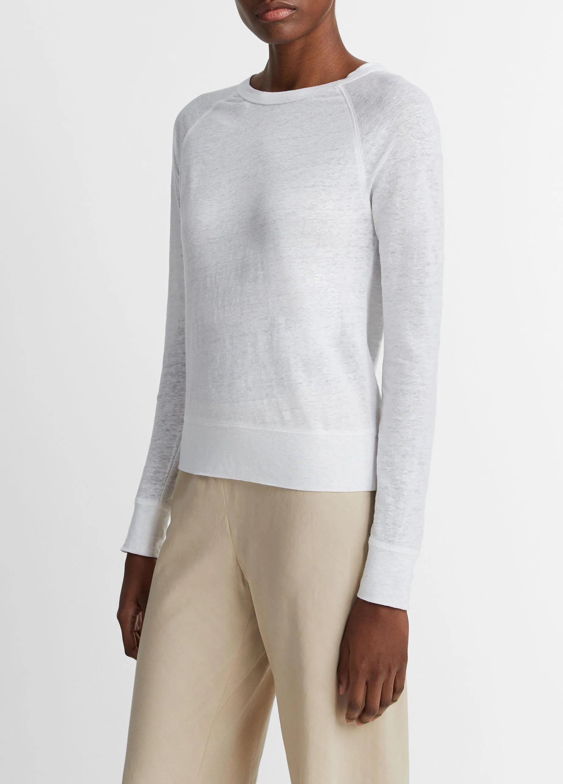 Linen Raglan-Sleeve Pullover