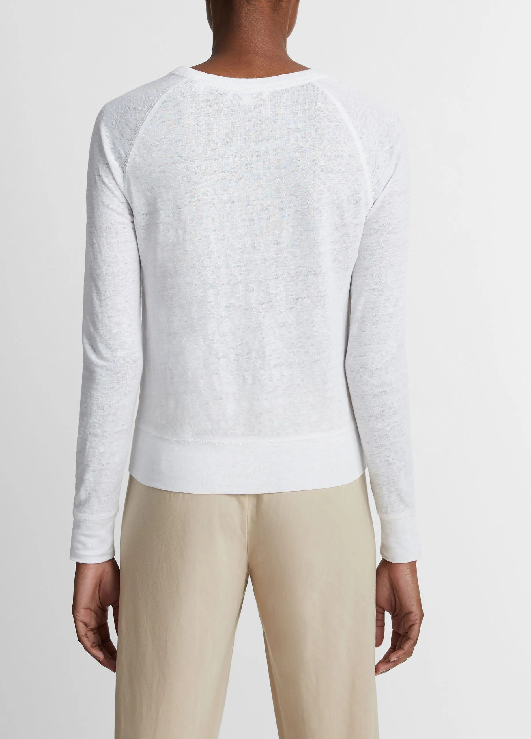 Linen Raglan-Sleeve Pullover