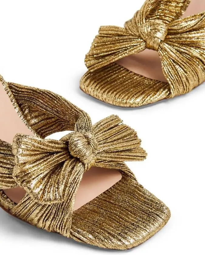 Loeffler Randall Claudia 80mm pleated bow mules Gold