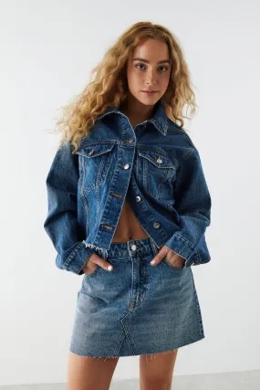 Low vintage denim skirt