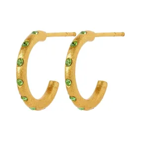 LULU COPENHAGEN OMG Hoops Small Gold Plated Crystal Green 1 Pair