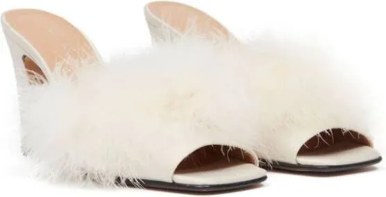 Maison Margiela Feather 90mm satin mules White