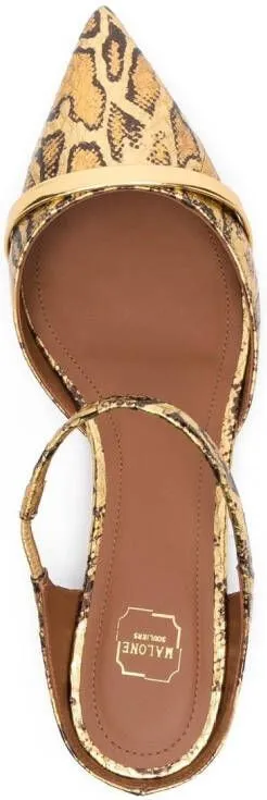 Malone Souliers Uma snakeskin-print mules Gold