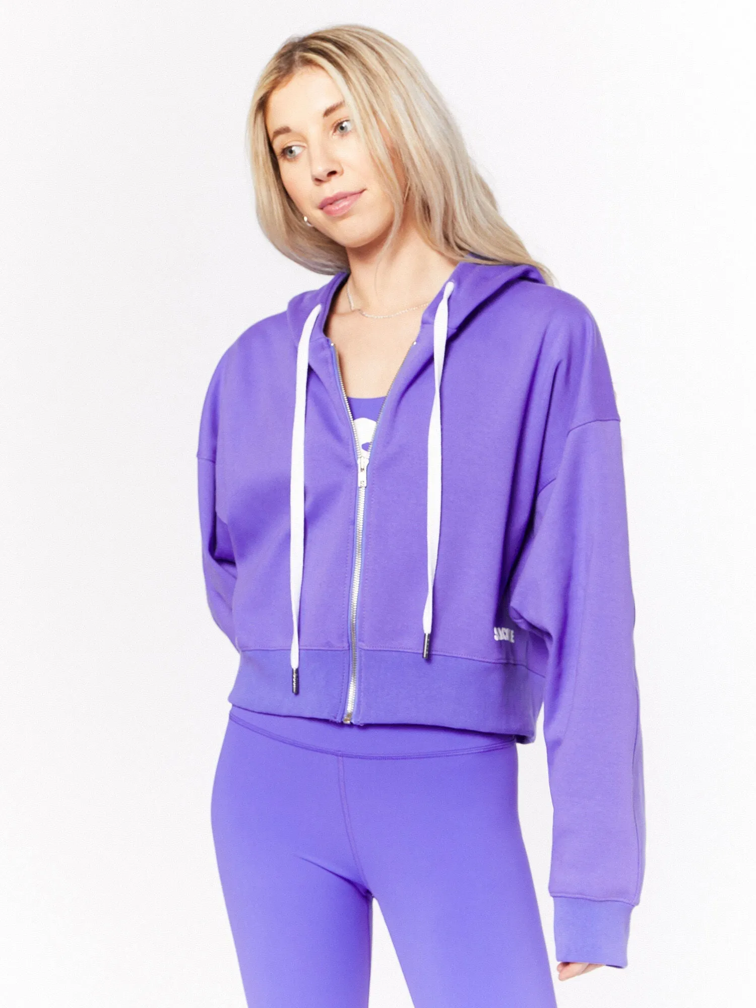 Marissa Cropped Zip Up Hoodie | Blue