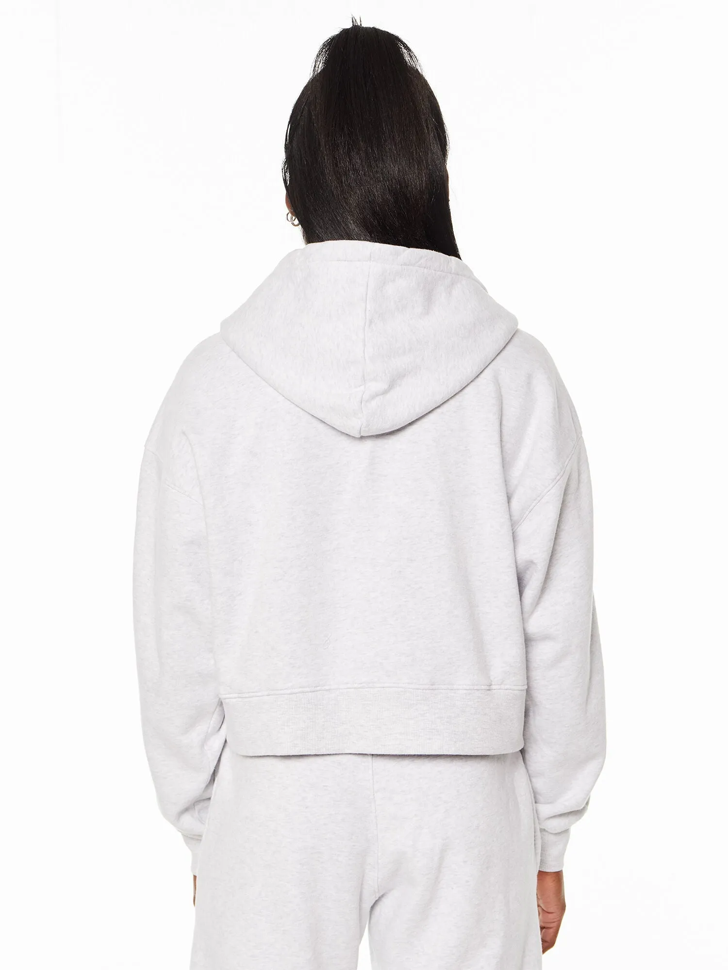 Marissa Cropped Zip Up Hoodie | Heather Grey