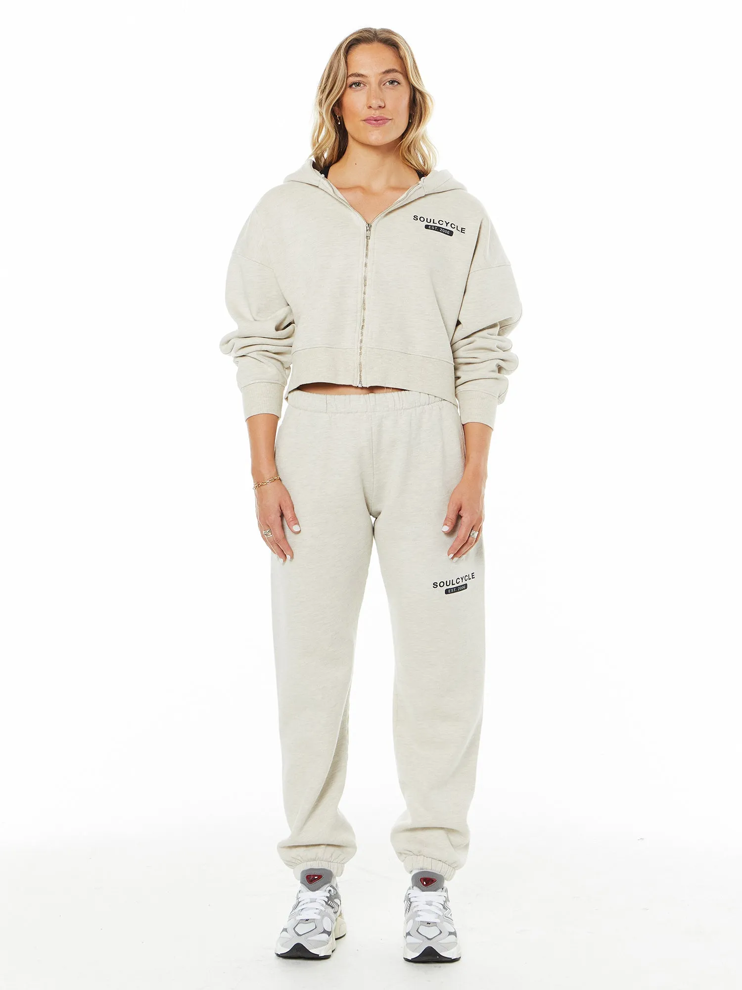 Marissa Cropped Zip Up Hoodie | White