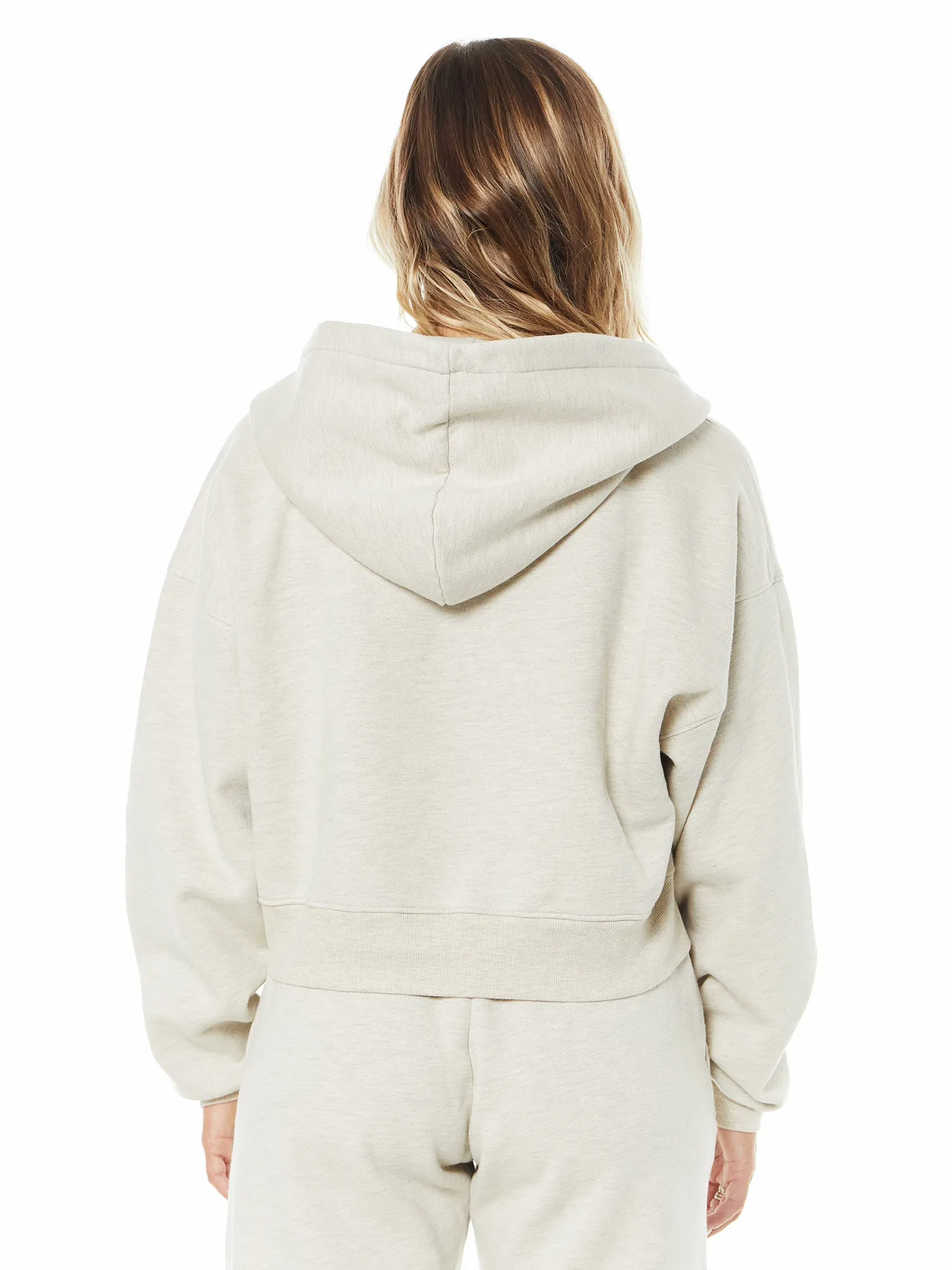 Marissa Cropped Zip Up Hoodie | White