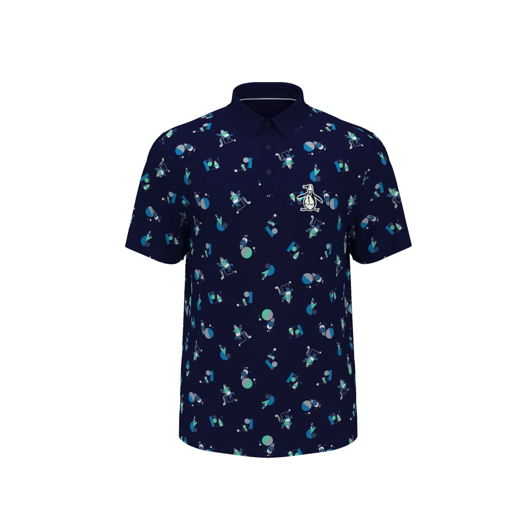 Memphis Pete Print Short Sleeve Golf Polo Shirt In Black Iris