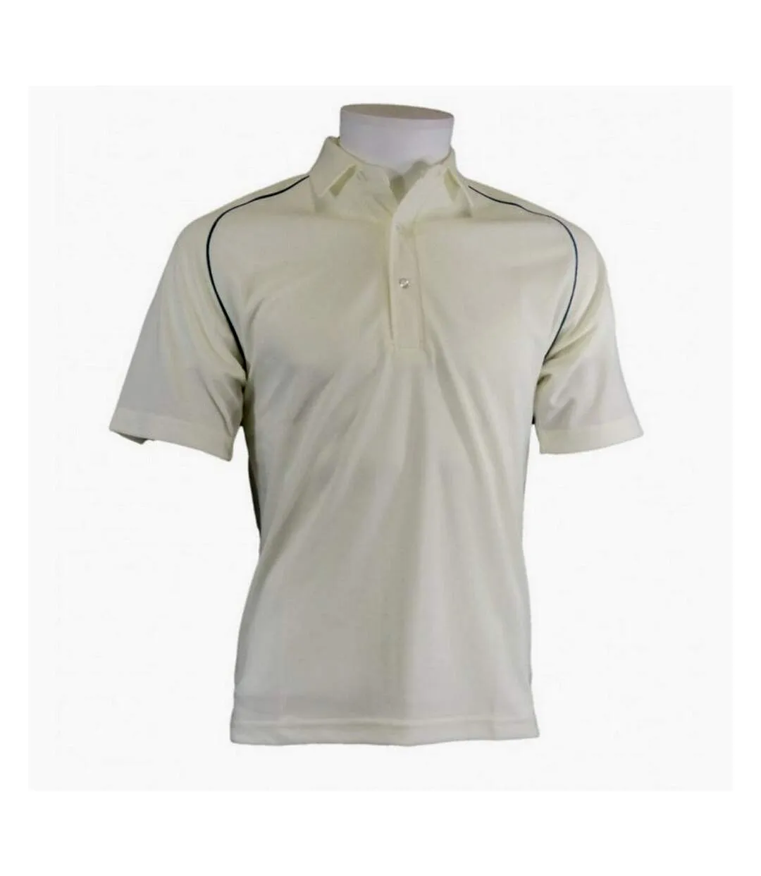 Mens contrast piping cricket shirt off white/green Carta Sport