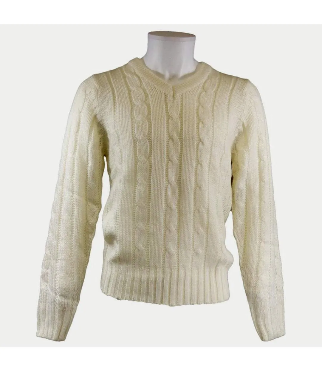 Mens plain cricket jumper off white Carta Sport