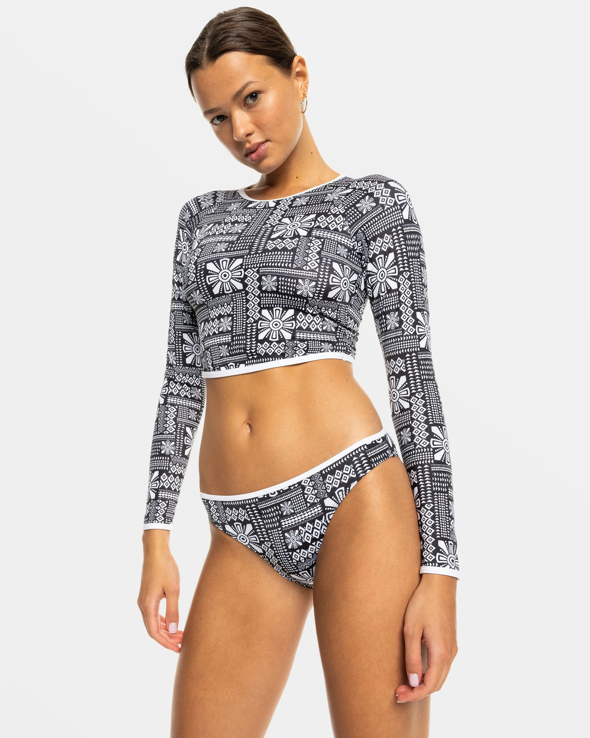 Mineral Long Sleeve Crop Surf Top - Anthracite Morockin Vibes Swim