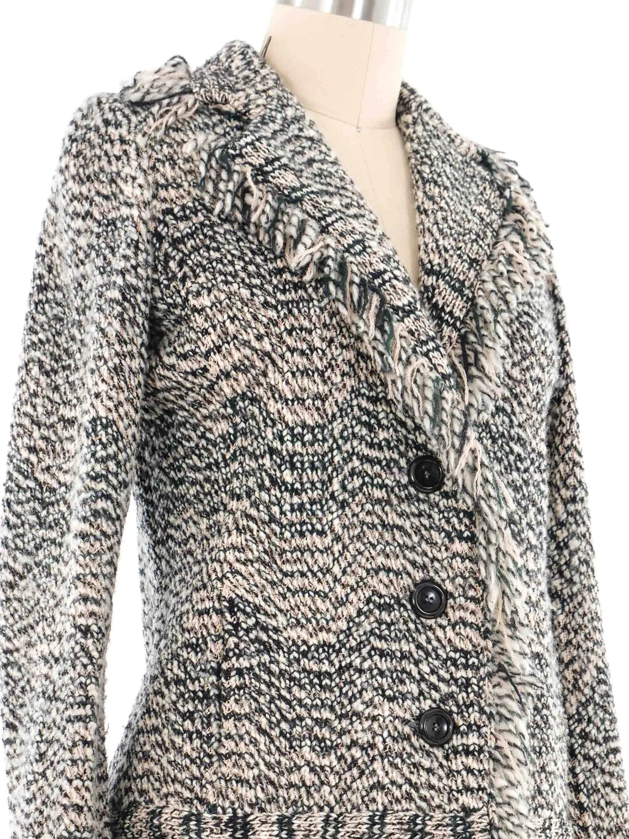 Missoni Grey Fringed Knit Cardigan