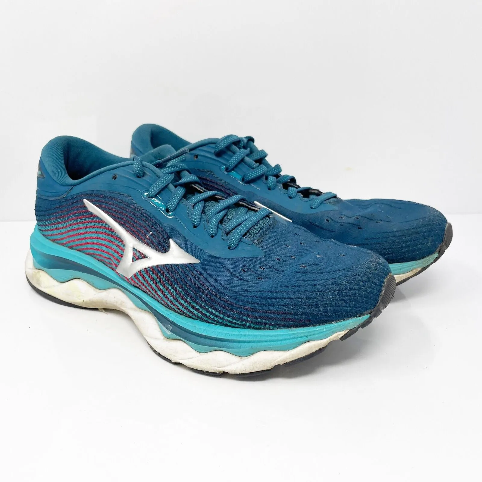 Mizuno Womens Wave Sky 5 411329 LG73 Blue Running Shoes Sneakers Size 8.5