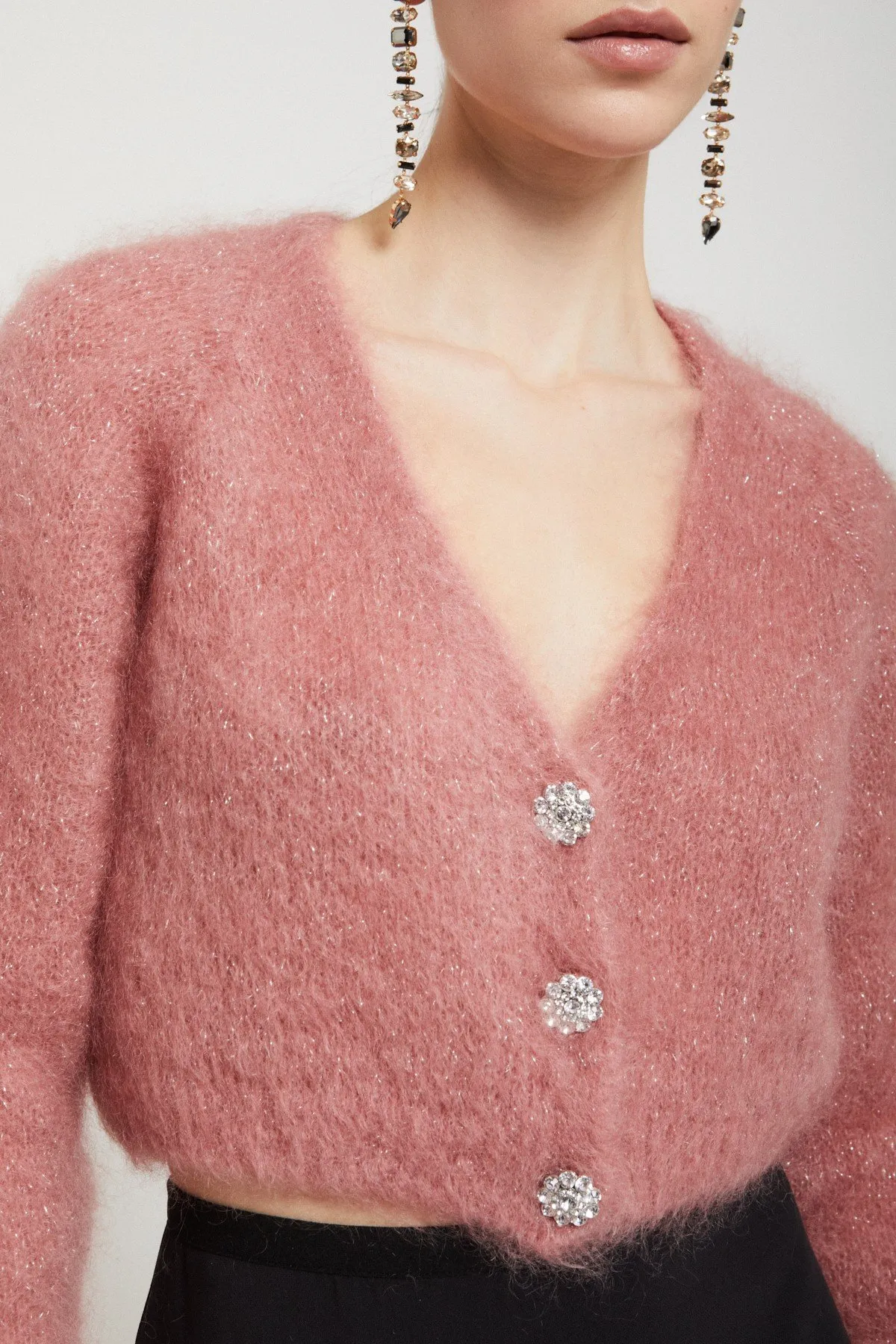 Mohair blend fluffy cardigan