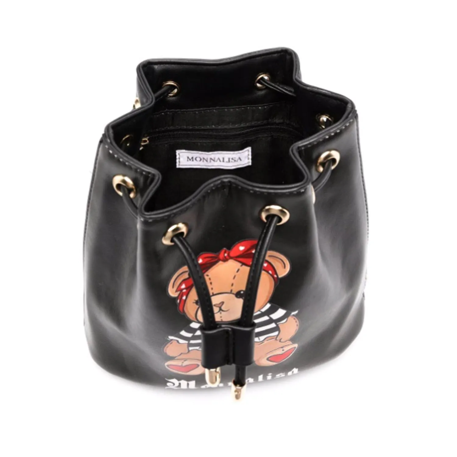 Monnalisa Black Bucket Backpack For Girls And Teen