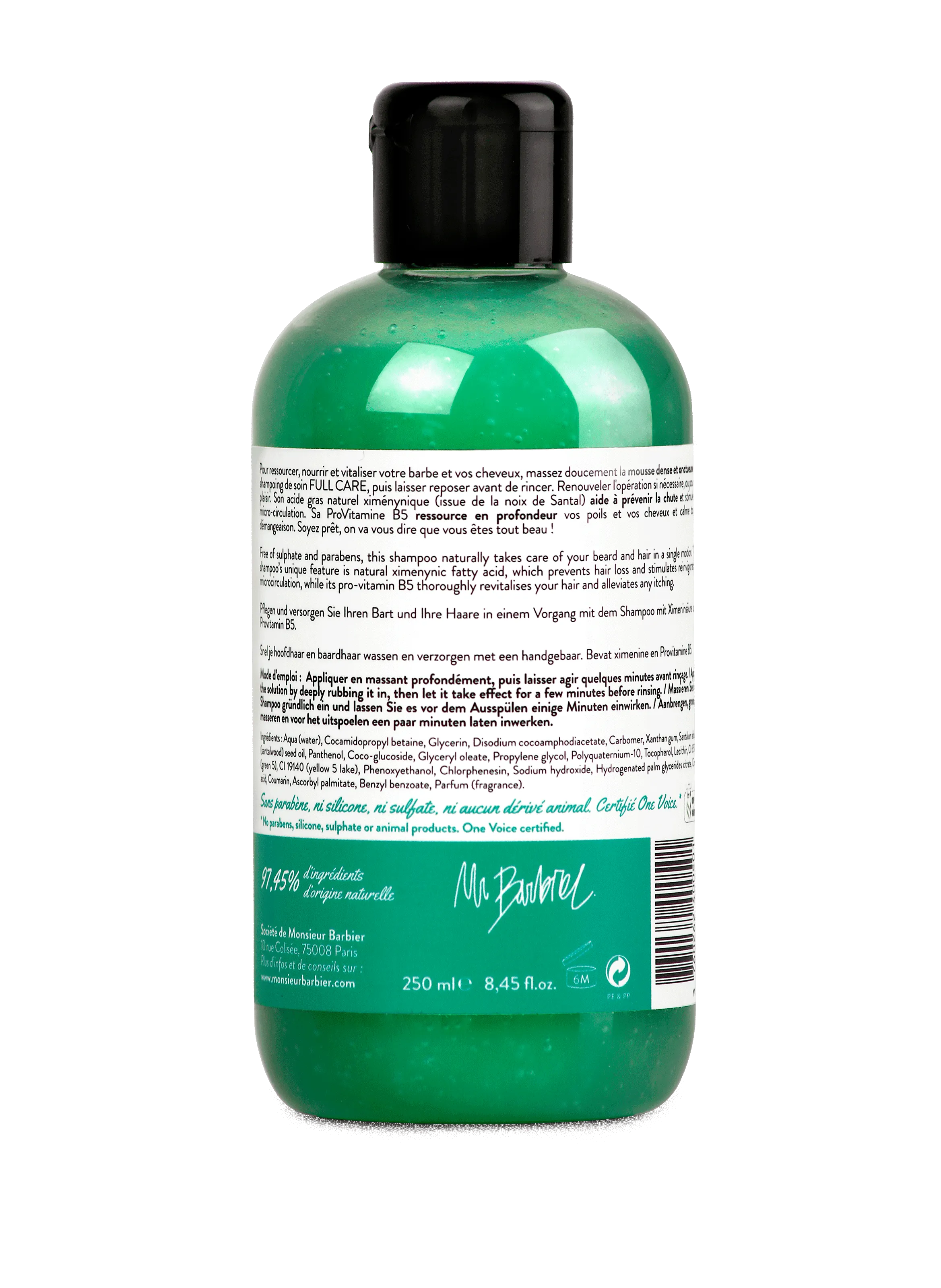 MONSIEUR BARBIER  FULL CARE - Beard amp; hair care two-in-one shampoo