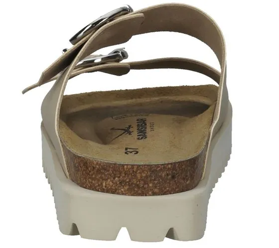 Mules pour femmes SANSIBAR d'Espagne avec doubles brides 1096231 beige